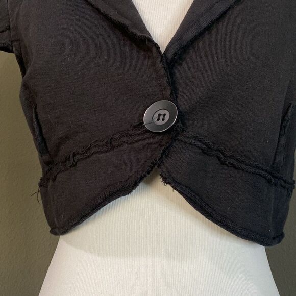 Y2K Shrug Jacket Cropped Soft Knit Sweatshirt Blazer Black - Picture 3 of 10